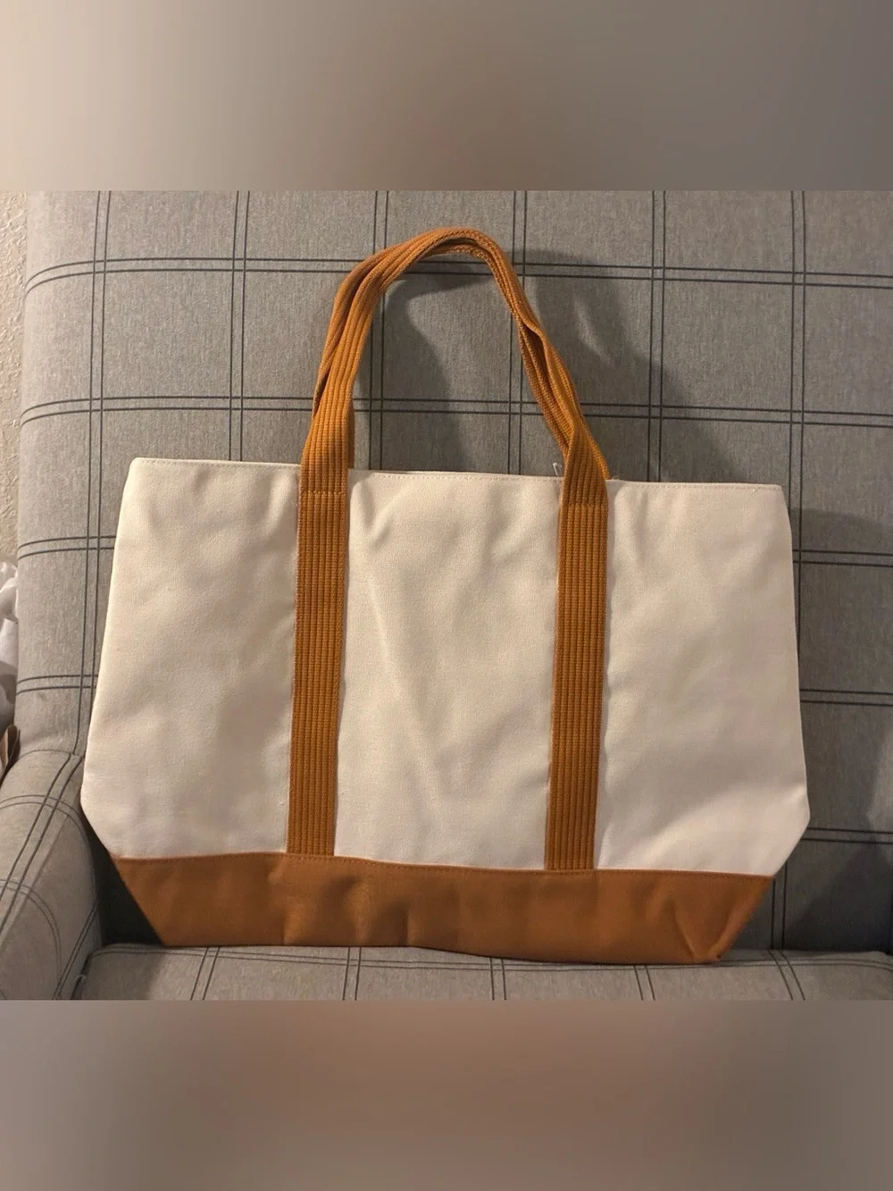 Ralph Lauren FragCream and Brown Canvas Tote
